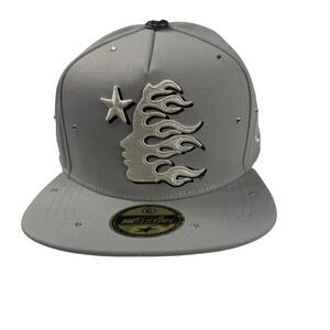 Hellstar Path to Paradise Grey Rhinestone Fitted Hat Size 7 1/2 Flaming Head
